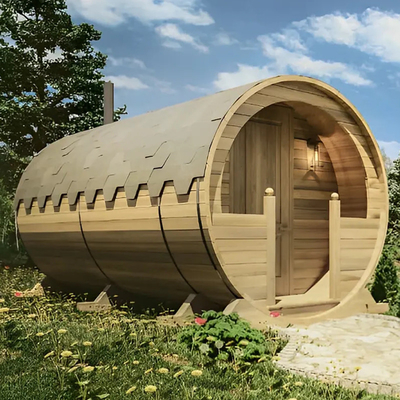 Panoramic View Solid Wood Outdoor Steam Barrel Sauna Heats Up Fast