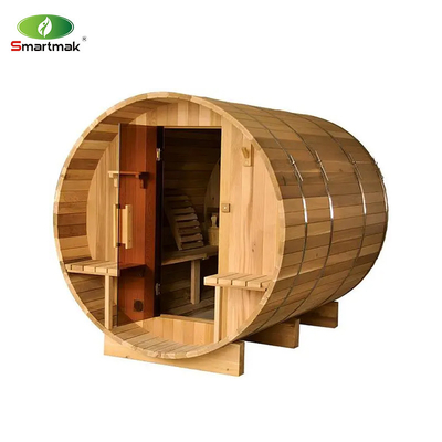 Solid Wood Red Cedar Sauna Dry Wet Steam Outdoor Barrel Sauna Room