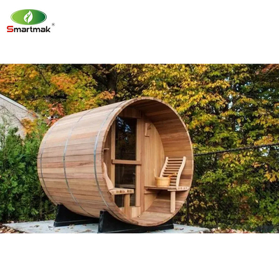 Solid Wood Red Cedar Sauna Dry Wet Steam Outdoor Barrel Sauna Room