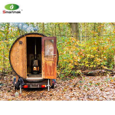 Outdoor Steam Cedar Wood Barrel Sauna Used In Garden Courtyard Forest