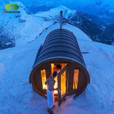 Canada Cedar / Hemlock Wood Large Burning Outdoor Barrel Sauna For 6 Person
