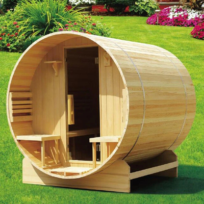 Canada Cedar / Hemlock Wood Large Burning Outdoor Barrel Sauna For 6 Person