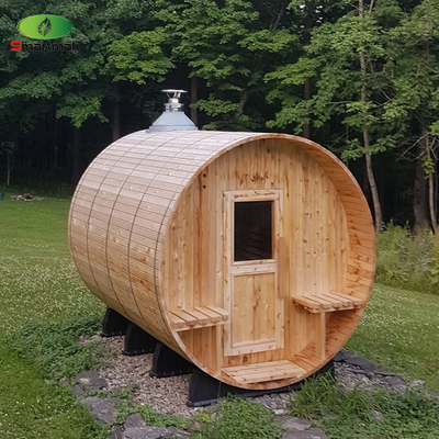 Canada Cedar / Hemlock Wood Large Burning Outdoor Barrel Sauna For 6 Person