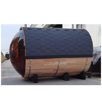 Red Cedar Hemlock Wood Garden Outdoor Barrel Sauna With Panoramic Window