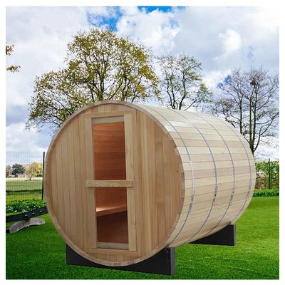 Red Cedar Hemlock Wood Garden Outdoor Barrel Sauna With Panoramic Window