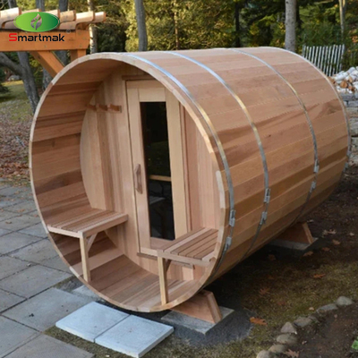 Outdoor Wood Barrel Sauna Room Solid Wooden Sauna For Garden Use