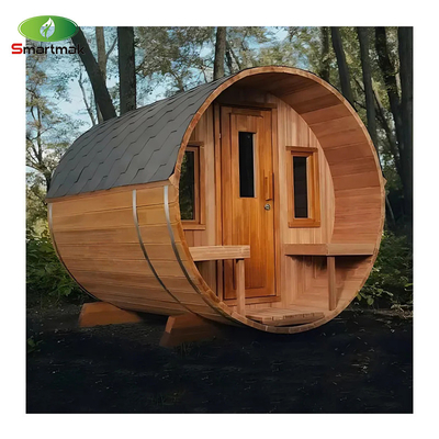 Outdoor Wood Barrel Sauna Room Solid Wooden Sauna For Garden Use