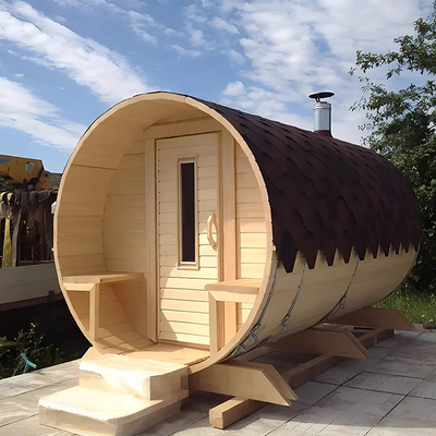 Canadian Wood Hemlock / Red Cedar Barrel Traditional Steam Sauna Room For Outdoor