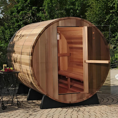 Canadian Wood Hemlock / Red Cedar Barrel Traditional Steam Sauna Room For Outdoor