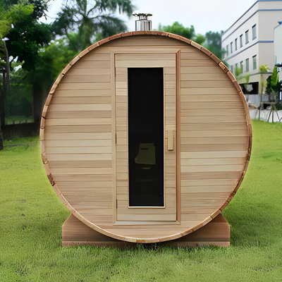 Red Cedar Wood Barrel Sauna Wet Steam Traditional Wooden Sauna Room