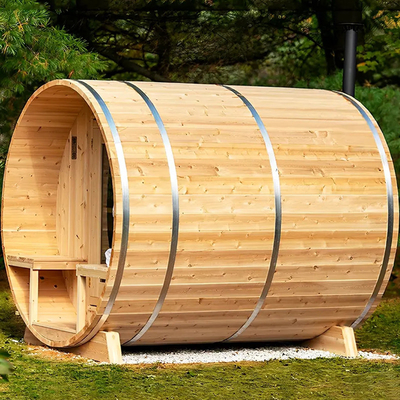 Red Cedar Wood Barrel Sauna Wet Steam Traditional Wooden Sauna Room