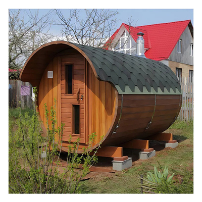 Wood Outdoor Canadian Red Cedar Steam Barrel Sauna With Stove Heater