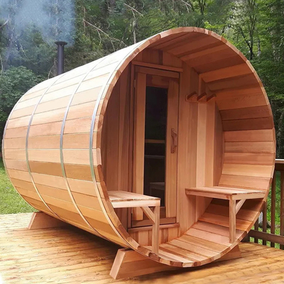 Wood Outdoor Canadian Red Cedar Steam Barrel Sauna With Stove Heater
