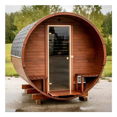Wood Outdoor Canadian Red Cedar Steam Barrel Sauna With Stove Heater