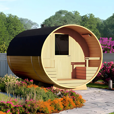 Cedar Wood Outdoor Barrel Steam Saunas With Wood Burning Stoves