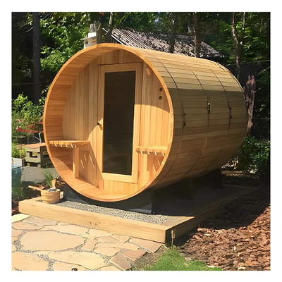 Cedar Wood Outdoor Barrel Steam Saunas With Wood Burning Stoves