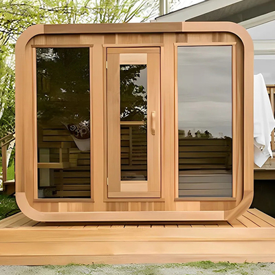 5-6 Person Full Glass Outdoor Dry Sauna with Adjustable Ventilation Bluetooth Music System Assembly Required