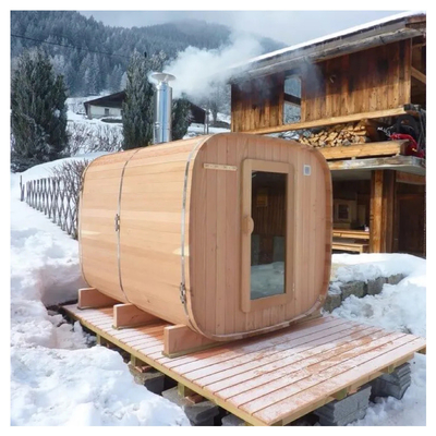 Full Glass Outdoor Dry Sauna With Adjustable Ventilation Bluetooth Music System 220V Voltage