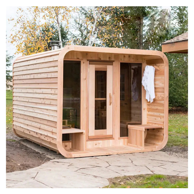 5-6 Person Full Glass Outdoor Dry Sauna with Adjustable Ventilation Bluetooth Music System Assembly Required