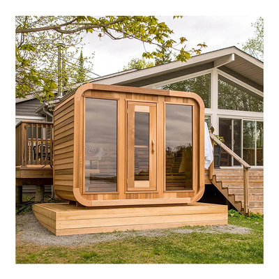 Outdoor Dry Sauna Red Cedar Barrel Cube Sauna Room For 6- 8 People