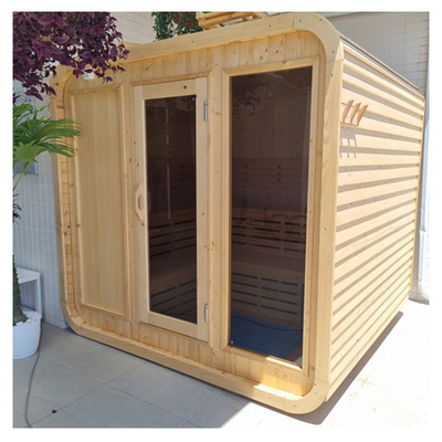 Outdoor Dry Sauna 6-8 Person Pure Canadian Red Cedar Wooden Outdoor Steam Cube Sauna