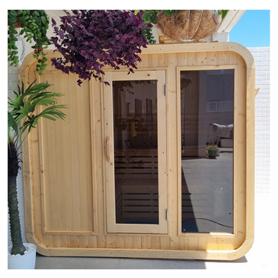 Outdoor Dry Sauna 6-8 Person Pure Canadian Red Cedar Wooden Outdoor Steam Cube Sauna