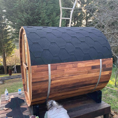 Solid Wood Outdoor Barrel Sauna Hemlock Cedar Wood Wet Steam Traditional Sauna Room
