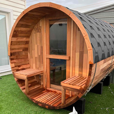 Solid Wood Outdoor Barrel Sauna Hemlock Cedar Wood Wet Steam Traditional Sauna Room