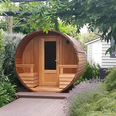 Canadian Cedar Wood Outdoor Dry Steam Sauna Bath Room Cedar Barrel Sauna