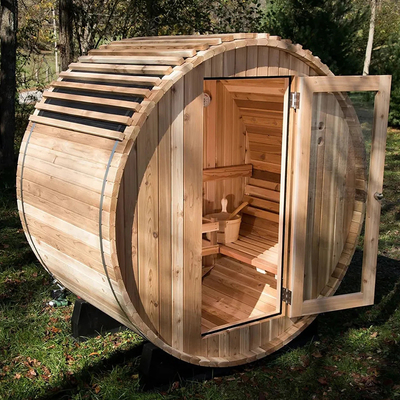 Outdoor Hotel Solid Wood Thermo Wood Sauna Barrel Computer Control Panel Traditional Sauna