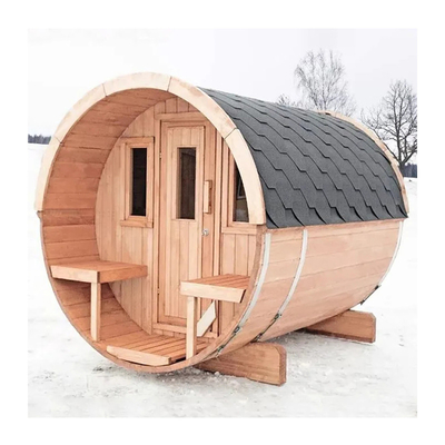 Hemlock Wood Panoramic Large Barrel Outdoor Sauna 4-8 Traditional Wood Fired Barrel Steam Sauna