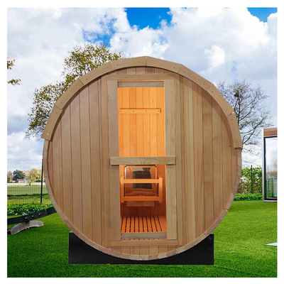 Hemlock Wood Panoramic Large Barrel Outdoor Sauna 4-8 Traditional Wood Fired Barrel Steam Sauna