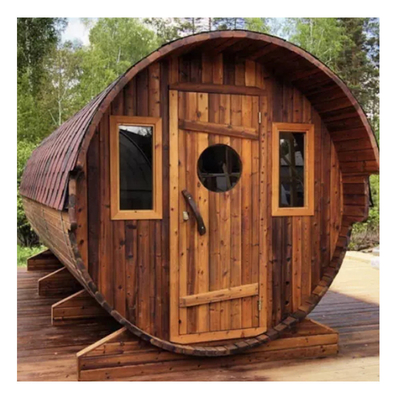 Custom Outdoor Finland Wood Panoramic Barrel Sauna 4-8 Traditional Wood Fired Barrel Sauna