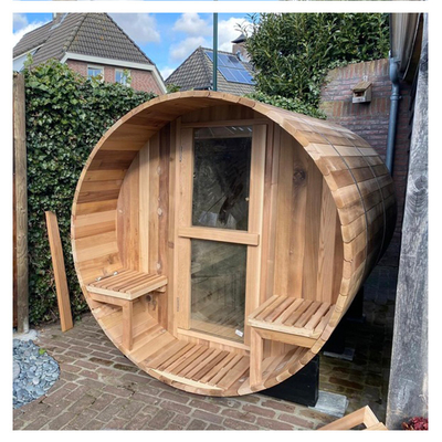 Custom Outdoor Finland Wood Panoramic Barrel Sauna 4-8 Traditional Wood Fired Barrel Sauna