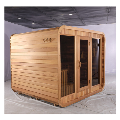 Blue Tooth Music System Cedar Sauna Full Glass Door Outdoor Dry Sauna With Hemlock Wood
