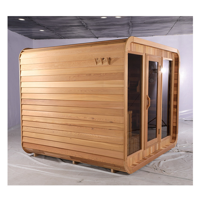 Blue Tooth Music System Cedar Sauna Full Glass Door Outdoor Dry Sauna With Hemlock Wood