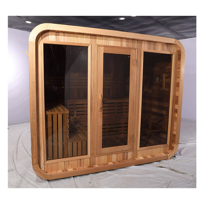 Blue Tooth Music System Cedar Sauna Full Glass Door Outdoor Dry Sauna With Hemlock Wood