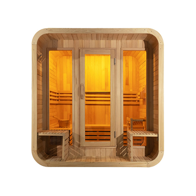 5-6 Person Hemlock Wood Outdoor Dry Sauna Full Glass Door Relax / Health Sauna Room