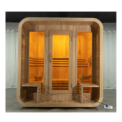 Cedar Custom Outdoor Dry Sauna For 5-6 Persons 220V Hemlock Wood 8mm Tempered Glass
