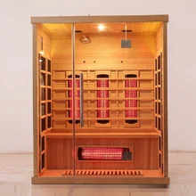 Luxury Wood Color Far Infrared Sauna  With Control Panel And LED Lighting