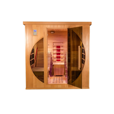 Smatmak 1350W Far Infrared Sauna LED Wood Color Power Sauna With Transparent Tempered Glass