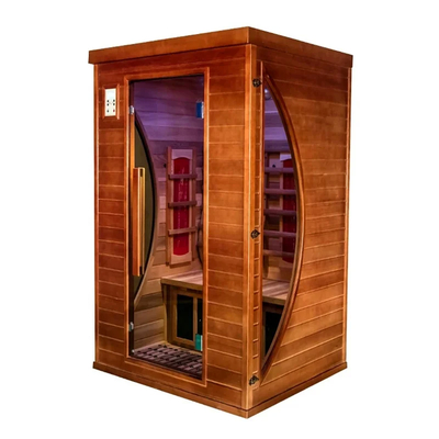 Transparent Tempered Glass Far Infrared Sauna With LED Lighting And Full Spectrum Carbon Panel