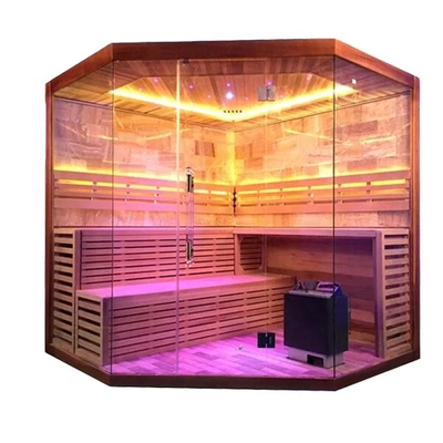 1750W Hemlock Cedar Home Sauna Room With 8mm Tempered Glass Computer Control Panel Safety System.