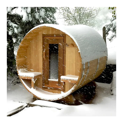 Wood Burning Barrel Sauna With 8mm Tempered Glass Door 2-8 Person Capacity Voltage 220V/380V
