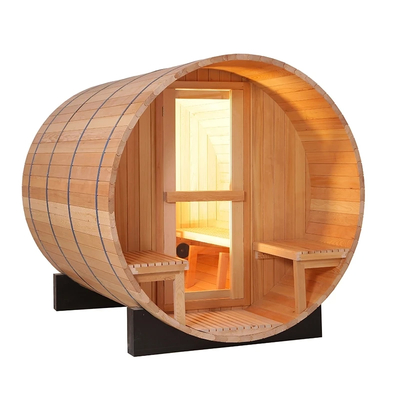 Canadian Red Cedar Barrel Wood Sauna With 4.5KW Internal Control Stove Heater