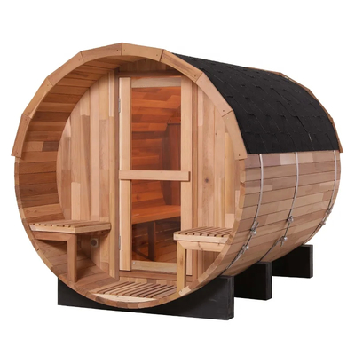 Tempered Glass Wood Sauna Barrel Easy Installation 15-90.C Temperature Range