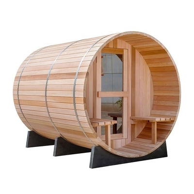 Wood Burning Barrel Sauna With 8mm Tempered Glass Door 2-8 Person Capacity Voltage 220V/380V