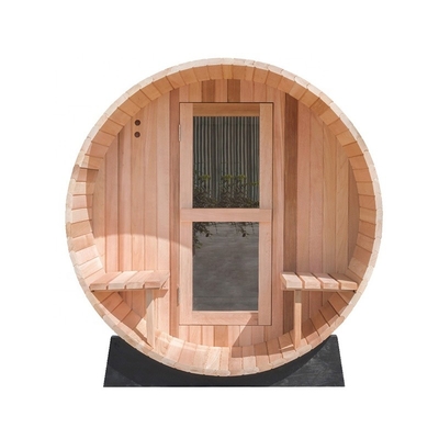 Wood Burning Barrel Sauna With 8mm Tempered Glass Door 2-8 Person Capacity Voltage 220V/380V