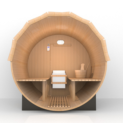 Wood Burning Barrel Sauna With 8mm Tempered Glass Door 2-8 Person Capacity Voltage 220V/380V
