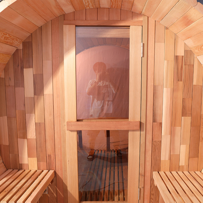Canadian Red Cedar Barrel Wood Sauna With 4.5KW Internal Control Stove Heater